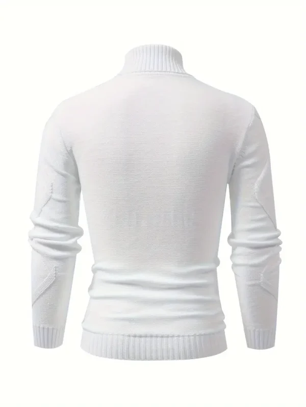 Men's Stylish Solid Knitted Pullover - Young men, urban dwellers, outdoor enthusiasts - Solid color, Polyester, High neck, Rib-Knit, Slim fit, Hand wash or professional dry clean, Casual, Polyester, Fall/Winter, High Stretch, No, Knit Fabric - Suitable for Casual - Image 7