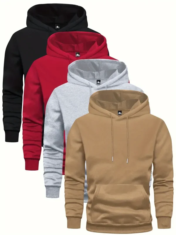 Men's Solid Hoodie - Young men, casual outdoor enthusiasts - Solid color - Suitable for Hiking, Camping, Jogging - Image 5