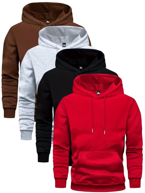 Men's Solid Hoodie - Young men, casual outdoor enthusiasts - Solid color - Suitable for Hiking, Camping, Jogging - Image 4