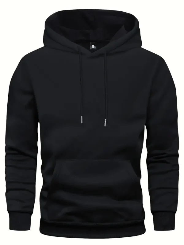 Men's Solid Hoodie - Young men, casual outdoor enthusiasts - Solid color - Suitable for Hiking, Camping, Jogging - Image 3