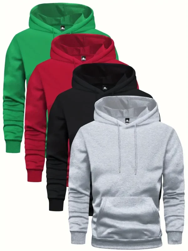 Men's Solid Hoodie - Young men, casual outdoor enthusiasts - Solid color - Suitable for Hiking, Camping, Jogging - Image 2