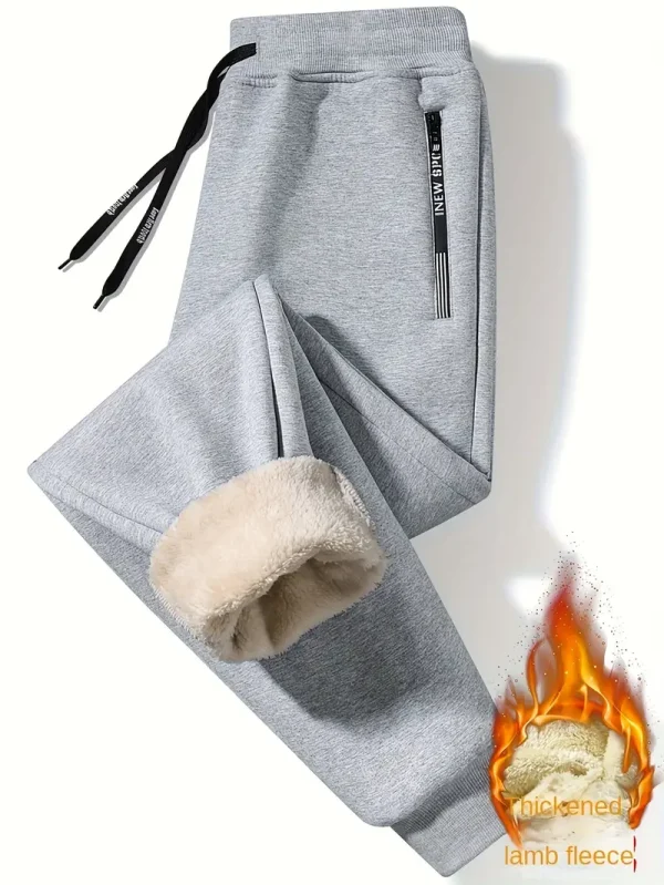 Men's Fleece-Lined Joggers - Men, casual wearers, joggers enthusiasts, everyday wearers - Solid color, pocket, regular fit, machine wash, casual style, synthetic fabric, slight stretch, knit fabric, no printing, no dry clean, no sheer - Suitable for Casual wear, Outdoor activities, Gym workouts - Image 5