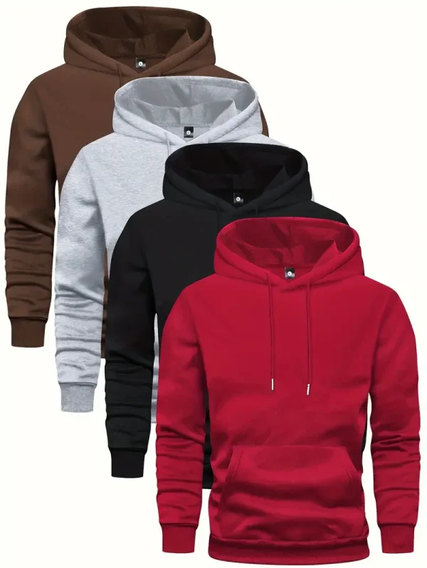 Men's Solid Hoodie - Young men, casual outdoor enthusiasts - Solid color - Suitable for Hiking, Camping, Jogging
