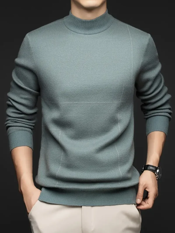 Men's Striped Knitted Pullover - Young men, casual wearers, fall and winter season - Stripes, High neck, Rib-Knit, Regular, Polyester, Fall/Winter, Slight Stretch, Knit Fabric, Casual, Hand wash or professional dry clean, No - Suitable for Casual - L