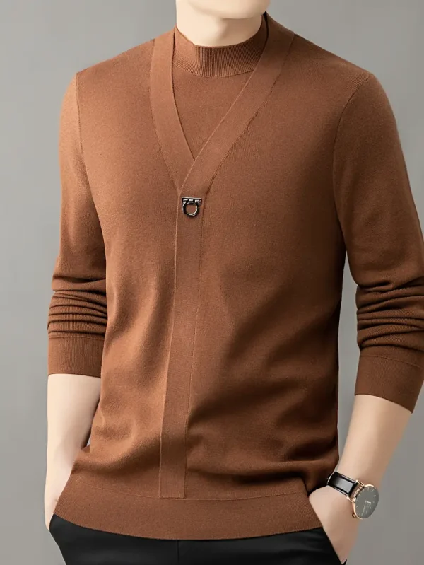 Casual Crew Neck Men's Pullover Sweater - Young adults and casual men - Solid color, Long Sleeve, Pullover, Polyester, Acrylic, Crew Neck, Casual, Fall/Winter, Hand wash or professional dry clean, Regular, Knit Fabric - Suitable for Casual, Fall, Winter - Image 6