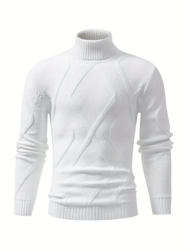Men's Stylish Solid Knitted Pullover - Young men, urban dwellers, outdoor enthusiasts - Solid color, Polyester, High neck, Rib-Knit, Slim fit, Hand wash or professional dry clean, Casual, Polyester, Fall/Winter, High Stretch, No, Knit Fabric - Suitable for Casual