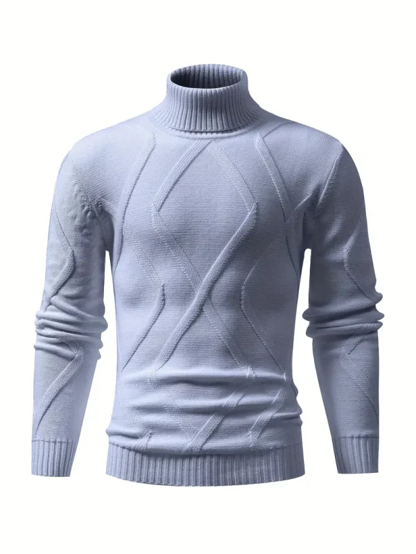 Men's Stylish Solid Knitted Pullover - Young men, urban dwellers, outdoor enthusiasts - Solid color, Polyester, High neck, Rib-Knit, Slim fit, Hand wash or professional dry clean, Casual, Polyester, Fall/Winter, High Stretch, No, Knit Fabric - Suitable for Casual - Image 3