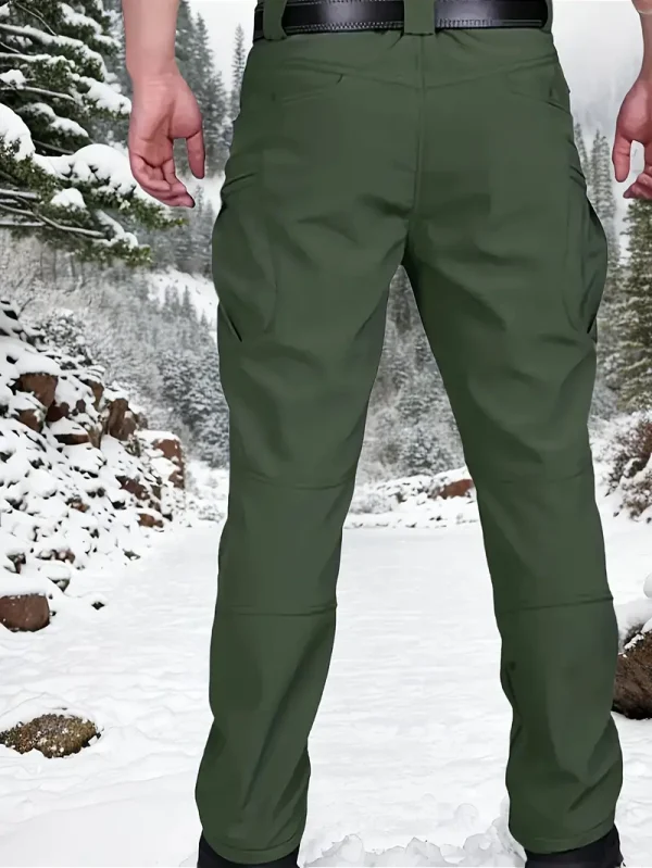 Men's Fleece Lined Ultimate Thermal Tactical Pants - Men's outdoor enthusiasts, hikers, campers, trekkers, and military personnel - Solid color, Polyester, Machine wash, Fashion, Regular - Suitable for Hiking, Camping, Trekking - Image 4