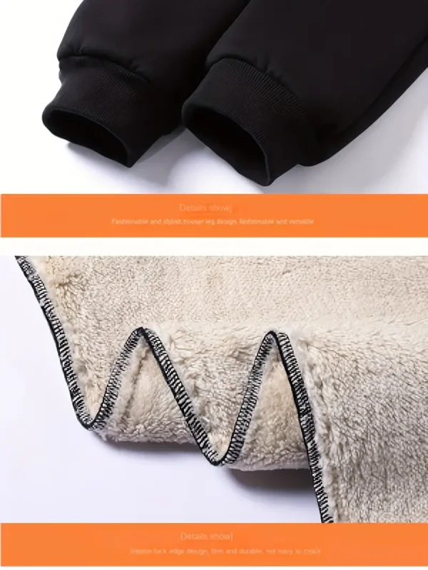 Men's Fleece-Lined Joggers - Men, casual wearers, joggers enthusiasts, everyday wearers - Solid color, pocket, regular fit, machine wash, casual style, synthetic fabric, slight stretch, knit fabric, no printing, no dry clean, no sheer - Suitable for Casual wear, Outdoor activities, Gym workouts - Image 2