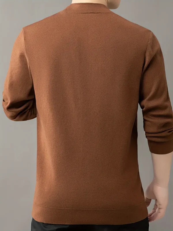 Casual Crew Neck Men's Pullover Sweater - Young adults and casual men - Solid color, Long Sleeve, Pullover, Polyester, Acrylic, Crew Neck, Casual, Fall/Winter, Hand wash or professional dry clean, Regular, Knit Fabric - Suitable for Casual, Fall, Winter - Image 5