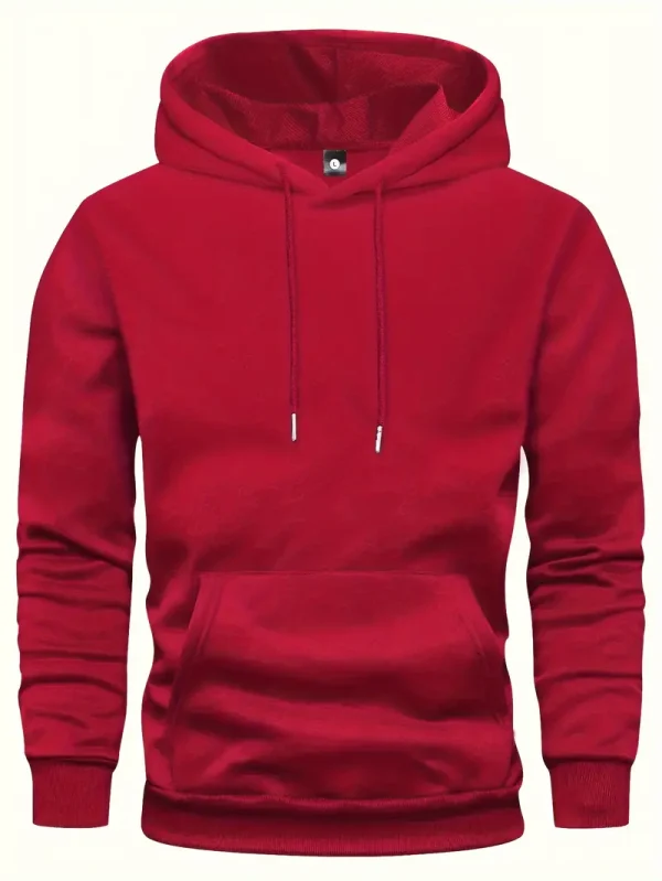 Men's Solid Hoodie - Young men, casual outdoor enthusiasts - Solid color - Suitable for Hiking, Camping, Jogging - Image 11