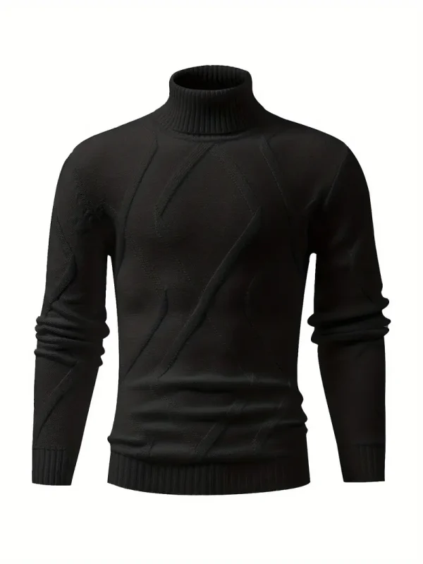 Men's Stylish Solid Knitted Pullover - Young men, urban dwellers, outdoor enthusiasts - Solid color, Polyester, High neck, Rib-Knit, Slim fit, Hand wash or professional dry clean, Casual, Polyester, Fall/Winter, High Stretch, No, Knit Fabric - Suitable for Casual - Image 2