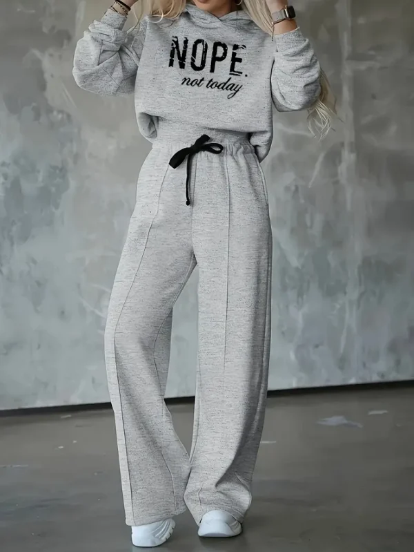 Casual Letter Print Pants Set - Young women, casual wear enthusiasts, and Middle Eastern fashion followers - Alphabets - Suitable for Casual, Everyday, Workout - Image 3