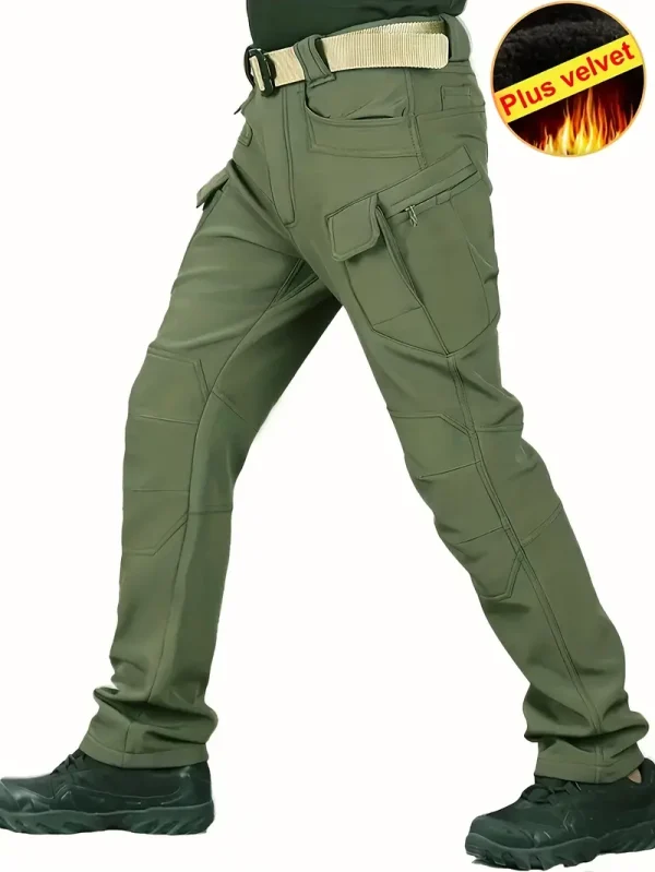 Men's Fleece Lined Ultimate Thermal Tactical Pants - Men's outdoor enthusiasts, hikers, campers, trekkers, and military personnel - Solid color, Polyester, Machine wash, Fashion, Regular - Suitable for Hiking, Camping, Trekking