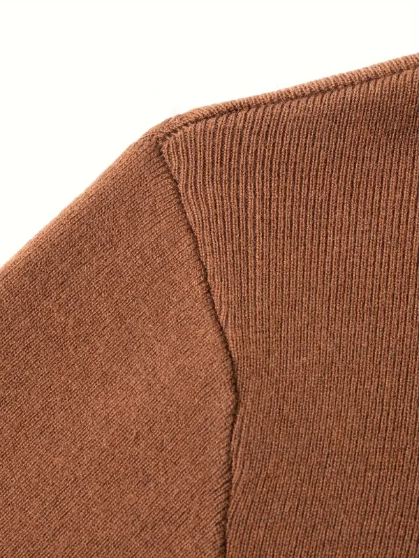 Casual Crew Neck Men's Pullover Sweater - Young adults and casual men - Solid color, Long Sleeve, Pullover, Polyester, Acrylic, Crew Neck, Casual, Fall/Winter, Hand wash or professional dry clean, Regular, Knit Fabric - Suitable for Casual, Fall, Winter - Image 3