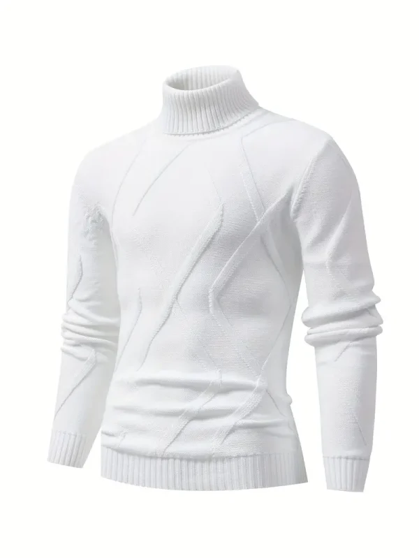 Men's Stylish Solid Knitted Pullover - Young men, urban dwellers, outdoor enthusiasts - Solid color, Polyester, High neck, Rib-Knit, Slim fit, Hand wash or professional dry clean, Casual, Polyester, Fall/Winter, High Stretch, No, Knit Fabric - Suitable for Casual - Image 8