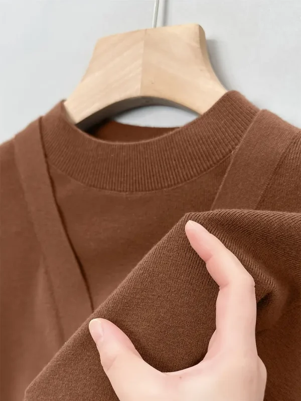 Casual Crew Neck Men's Pullover Sweater - Young adults and casual men - Solid color, Long Sleeve, Pullover, Polyester, Acrylic, Crew Neck, Casual, Fall/Winter, Hand wash or professional dry clean, Regular, Knit Fabric - Suitable for Casual, Fall, Winter - Image 2